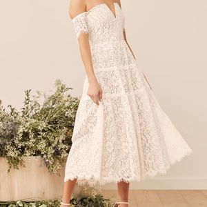 Lulu’s White Lace Midi Dress